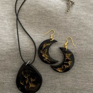 Black and Gold Starry Night Necklace